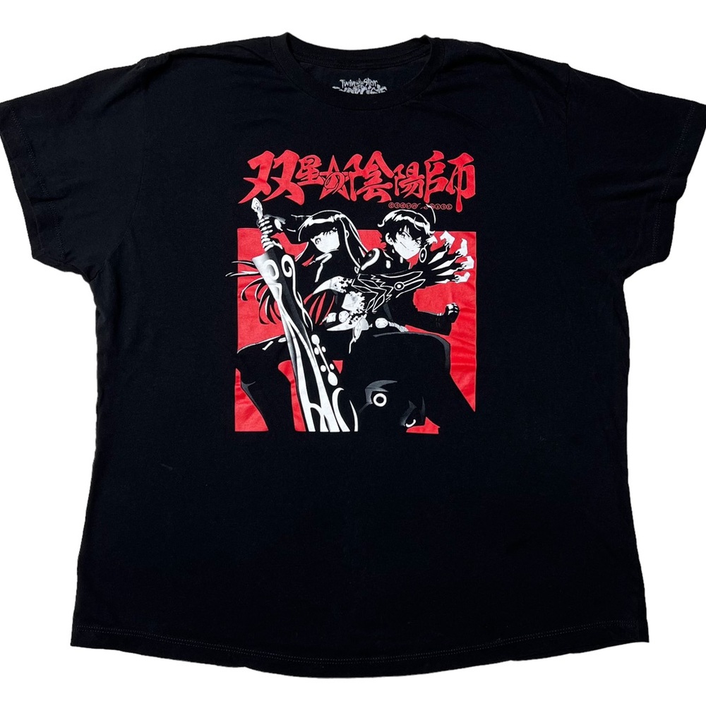 Crunchyroll Tops Twin Star Exorcists Anime Graphic T-Shirt Black Youth 3XL